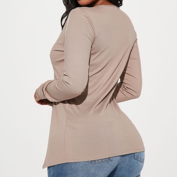 Taupe lace up open front long sleeve - Picture 3 of 3